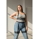 Motto10butik Büyük Beden Siyah Kadın Deri Jartiyer Harness Alt Üst Vücut Aksesuarı - APFT537 Taba-S/M