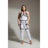 Motto10butik Büyük Beden Siyah Kadın Deri Jartiyer Harness Büstiyer Detaylı Fantazi Takım - APFT310 Kırmızı-L/XL