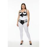 Motto10butik Büyük Beden Siyah Kadın Harness Takım Kalp Detaylı Bağcıklı Fantazi Deri Set - APFT1256 -