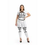 Motto10butik Büyük Beden Siyah Kadın Harness Takım Zincir Detaylı Full Body Deri Aksesuar - APFT698 -