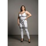 Motto10butik Büyük Beden Siyah Kadın Jartiyer Harness Full Body Deri Takım - APFT289 Siyah-S/M