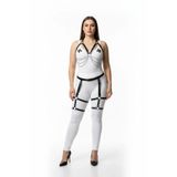 Motto10butik Büyük Beden Siyah Kadın Zincir Detaylı Deri Jartiyerli Harness Takım - APFT497 Kırmızı-S/M