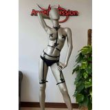 Motto10butik Fiyonk Detaylı Deri Jartiyer Harness İç Giyim Siyah-S/M