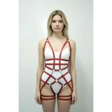 Motto10butik Kırmızı Body Harness Deri Zımbalı Tam Vücut Aksesuarı - APFT502 Taba-S/M