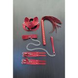 Motto10butik Kırmızı Fantezi Set, Kırbaç - Kelepçe - Tasma - Maske Takım - APFT1246 Çok Renkli-tek ebat