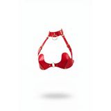 Motto10butik Kırmızı Göğüs Harness Boyunluklu Altın Tokalı Deri Korse - APFT1226 Siyah-tek ebat