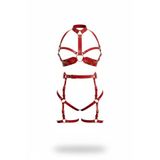 Motto10butik Kırmızı Harness Takım Altın Tokalı Zincir Detaylı Deri Set - APFT1016 Siyah-4XL-5XL