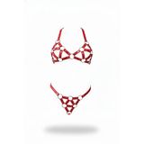 Motto10butik Kırmızı Harness Takım Deri Halka Detaylı Zımbalı Set - APFT422 Taba-S/M