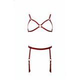 Motto10butik Kırmızı Harness Takım Deri Jartiyer Detaylı Metal Halkalı - APFT228 Siyah-L/XL