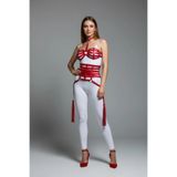 Motto10butik Kırmızı Harness Takım Deri Korse Detaylı - APFT378 Siyah-S/M
