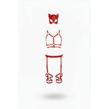 Motto10butik Kırmızı Harness Takım Kedi Maskeli Deri Jartiyer Seti - APFT780 Kırmızı-L/XL