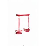 Motto10butik Kırmızı Jartiyer Harness Parlak Deri Çoklu Bantlı - APFT358 Taba-S/M