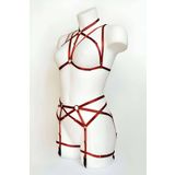 Motto10butik Seksi İç Çamaşırı Harness Takım - APFT161 Kırmızı-S/M