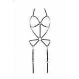 Motto10butik Siyah Body Harness Metal Halka Detaylı Ayarlanabilir Vücut Kemeri - APFT196 Siyah-L/XL
