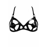 Motto10butik Siyah Göğüs Harness Oyuk Kesimli Deri Bralet - APFT1155 Kırmızı-tek ebat