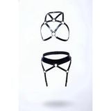 Motto10butik Siyah Harness Takım Deri Metal Halka Detaylı Vücut Kemeri - APFT152 Taba-S/M