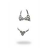Motto10butik Siyah Harness Takım Deri Metal Halka Detaylı Zımbalı - APFT422 Siyah-S/M