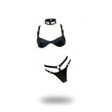 Motto10butik Siyah Harness Takım Deri Zımbalı Halkalı Bralet Seti - APFT1298 Taba-2XL/3XL