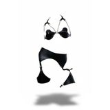 Motto10butik Siyah Harness Takım Zincir Detaylı Suni Deri Bralet Set - APFT1220 Taba-4XL-5XL