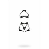 Motto10butik Siyah Jartiyer Harness Suni Deri Fermuar Detaylı Bralet Takım - APFT1373 Haki-S/M