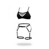 Motto10butik Siyah Jartiyer Harness Suni Deri Tokalı Metal Halkalı Vücut Aksesuarları - APFT770 Taba-L/XL
