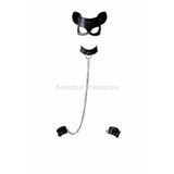 Motto10butik Siyah Maske Kedi Kulaklı Zımba Detaylı - APFT1341 Kırmızı-tek ebat
