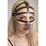 Motto10butik Siyah Maske Zincir Detaylı Deri Yüz Aksesuarı - APFT465 -
