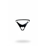 Motto10butik Siyah Tanga - Külot Deri Kalp Kesimli Metal Halkalı - APFT1277 Siyah-2XL/3XL