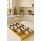 Mottogo 12’li Bambu Kapaklı Baharatlık Seti 120 ml – Çekmece İçi & Tezgâh Üstü – Bambu Organizer