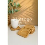 Mottogo 6'lı Kare Bambu Çay Tabağı | Bardak Altlığı Seti - Çok Amaçlı Kullanım