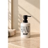 Mottogo Seramik Sıvı Sabunluk HAND SOAP Yazılı Beyaz Siyah Mutfak Banyo Tezgah Üstü Sabun Dispenseri