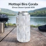 Mottopi Elmas Desenli Bira Kılıfı,Bİra Çorabı, Biranız Isınmasın Eliniz Üşümesin Gizli 500 ml Şişe Teneke Termos Kılıf,İçecek Kılıfı-TRANSPARAN - Şeffaf