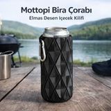 Mottopi Elmas Desenli Bira Kılıfı,Bira Çorabı ,İçecek Kılıfı,Biranız Isınmasın Eliniz Üşümesin Gizli 500 ml Şişe Teneke Termos Kılıf-SİYAH - Siyah