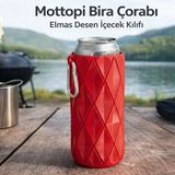 Mottopi Elmas Desenli Bira Kılıfı,Bira Çorabı,İçecek Kılıfı, Biranız Isınmasın Eliniz Üşümesin Gizli 500 ml Şişe Teneke Termos Kılıf-KIRMIZI - Kırmızı