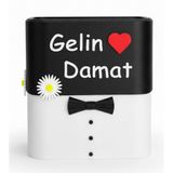 Mottopi Zarf ve Takı Sandığı, Düğün Nişan Kutusu, İsme Özel, Çiçek Desenli, Kendinden Kilitli,Altın Para Hediye Kutusu