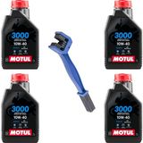 Motul 3000 10W-40 4t Motosiklet Yağı (4 Litre) + Zincir Fırçası Hediyeli