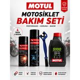 Motul 5100 10W-40 4T 1L Motor Yağı + Zincir Bakım Seti + Fırça