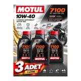 Motul 7100 10W-40 4T Tam Sentetik Motosiklet Motor Yağı 1 Litre 3 Adet