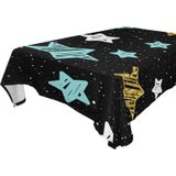 Moudou Yıldız Dikdörtgen Masa Örtüsü, Su Geçirmez Lekeye Dayanıklı Yıkanabilir Polyester Mutfak Yemek Tatil Parti Dekoru için Masa Örtüsü, 150 x 228 cm