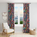 Moud's Anatolia 10 Desenli Süet Oturma Odası Salon Fon Perde Baskılı Ekstrafor Büzgü 2 Kanat PRD-1101 - Renkli - 140 x 260 cm