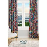 Moud's Anatolia 10 Desenli Süet Oturma Odası Salon Fon Perde Baskılı Ekstrafor Büzgü 2 Kanat PRD-1101 - Renkli - 70 x 250 cm