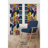 Moud's Artboard 2 Desenli Fon Perde, 70 x 200 cm, 2 Kanat, Genç Odası Oturma Odası, Süet Baskılı