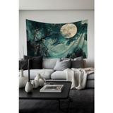 Moud's Ay Işığı Kiraz Ağacı Desenli Duvar Halısı Duvar Örtüsü Tapestry Süet Dokulu Kumaş
