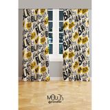 Moud's Bla Bee Desenli Fon Perde Genç Odası Oturma Odası Süet Baskılı Ekstrafor Büzgü 2 Kanat PRD-2024 - Renkli - 140 x 260 cm