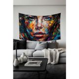 Moud'S Fırça Darbesi Kadın Desenli Duvar Halısı Duvar Örtüsü Tapestry Süet Dokulu Kumaş