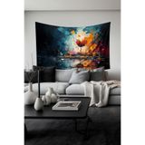 Moud's Fırça Darbesi Kalp Desenli Duvar Örtüsü Tapestry, Süet Dokulu, Çok Renkli, 140 x 200 cm