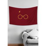 Moud's Harry Potter Kırmızı Gözlük Desenli Duvar Örtüsü, 100 x 140 cm, Süet Dokulu Kumaş