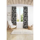 Moud's Hi Bro Desenli Fon Perde, 70 x 260 cm, 2 Kanat, Genç Odası Oturma Odası, Siyah Beyaz