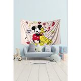 Moud'S Mickey Mouse Ve Pluto Desenli Duvar Halısı Duvar Örtüsü Çocuk Odası Tapestry Süet Dokulu Kumaş
