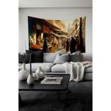 Moud's Osmanlı Pazarı Desenli Duvar Halısı Duvar Örtüsü Tapestry Süet Dokulu Kumaş